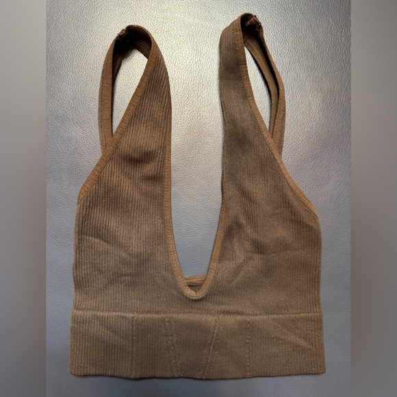 NUX Other - NWOT NUX Ribbed Deep-V Bralette in Chocolate Brown Size Small